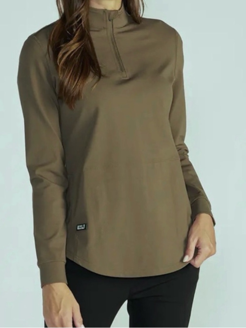 Bylt Fairway Quarter Zip Womens Size M Khaki Performance Long Sleeve